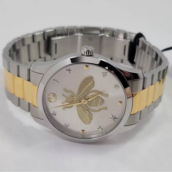 Gucci G-Timeless SWISS Quartz Bee Dial Two Tone Stainless Steel Watch YA1264131 - Picture 3 of 10